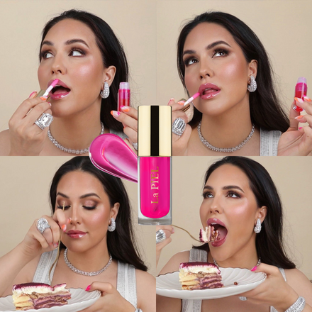 La PIEL Juicy Lips Pink Fruit Lip Oil Crnokosa Model Kolaz
