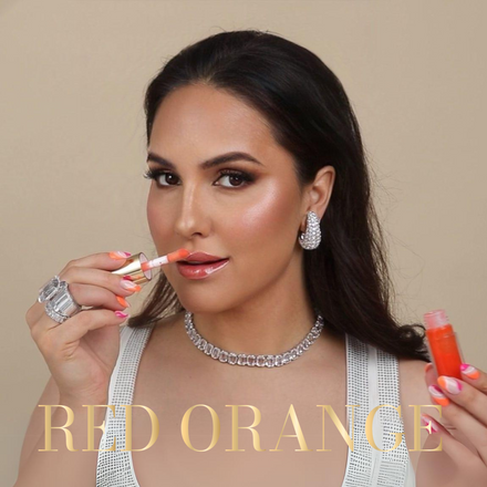 La PIEL Juicy Lips Red Orange Lip Oil Crnokosa Model Nanosenje