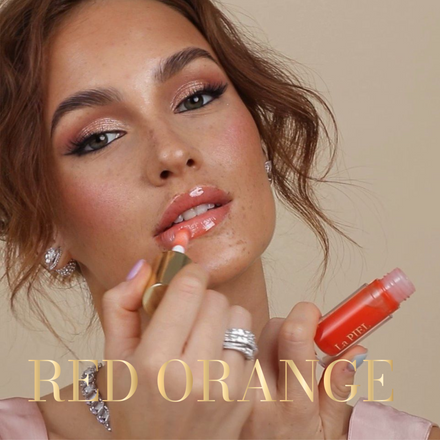 La PIEL Juicy Lips Red Orange Lip Oil Ridokosa Model Nanosenje
