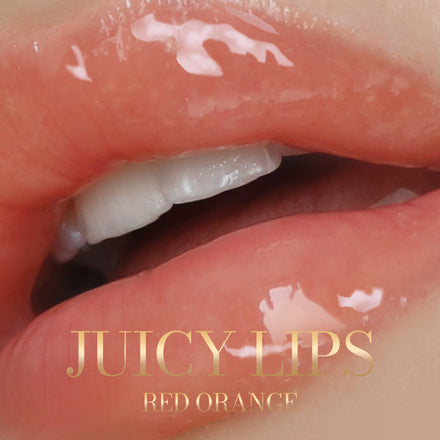 La PIEL Juicy Lips Red Orange Lip Oil Sjaj Na Usnama Closeup